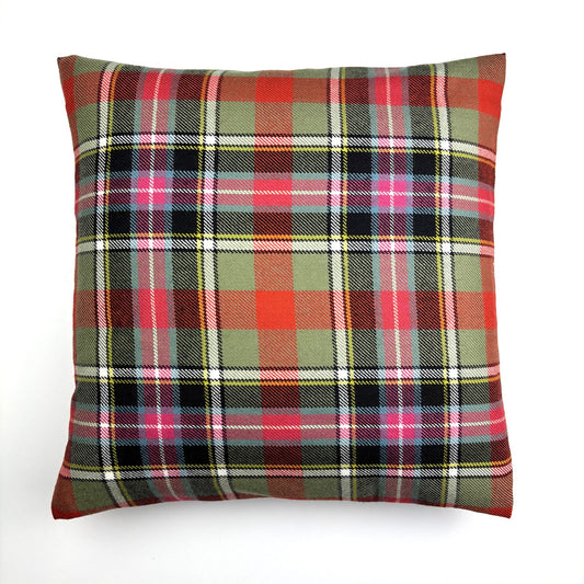 Bruce of Kinnaird Ancient Tartan Cushion, front view on white background