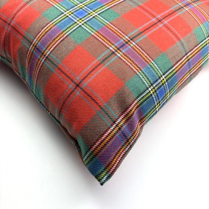 MacLean of Duart Ancient Tartan Cushion, corner close-up, fabric filling the frame